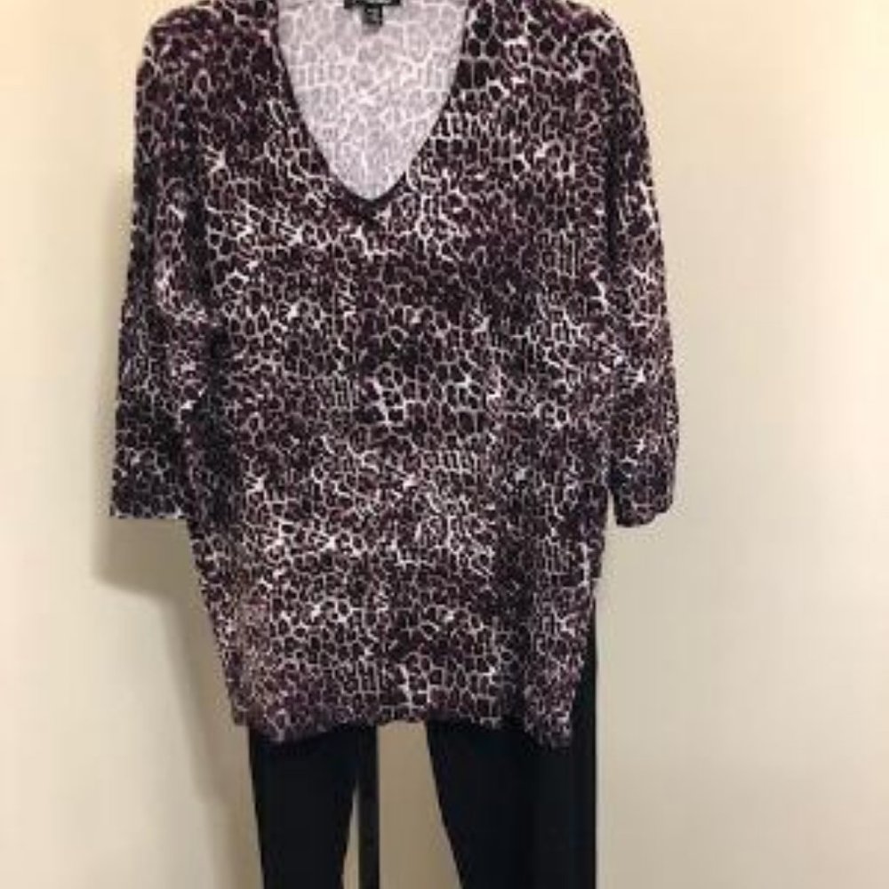3/4 Sweater by Roz & Ali Animal Print